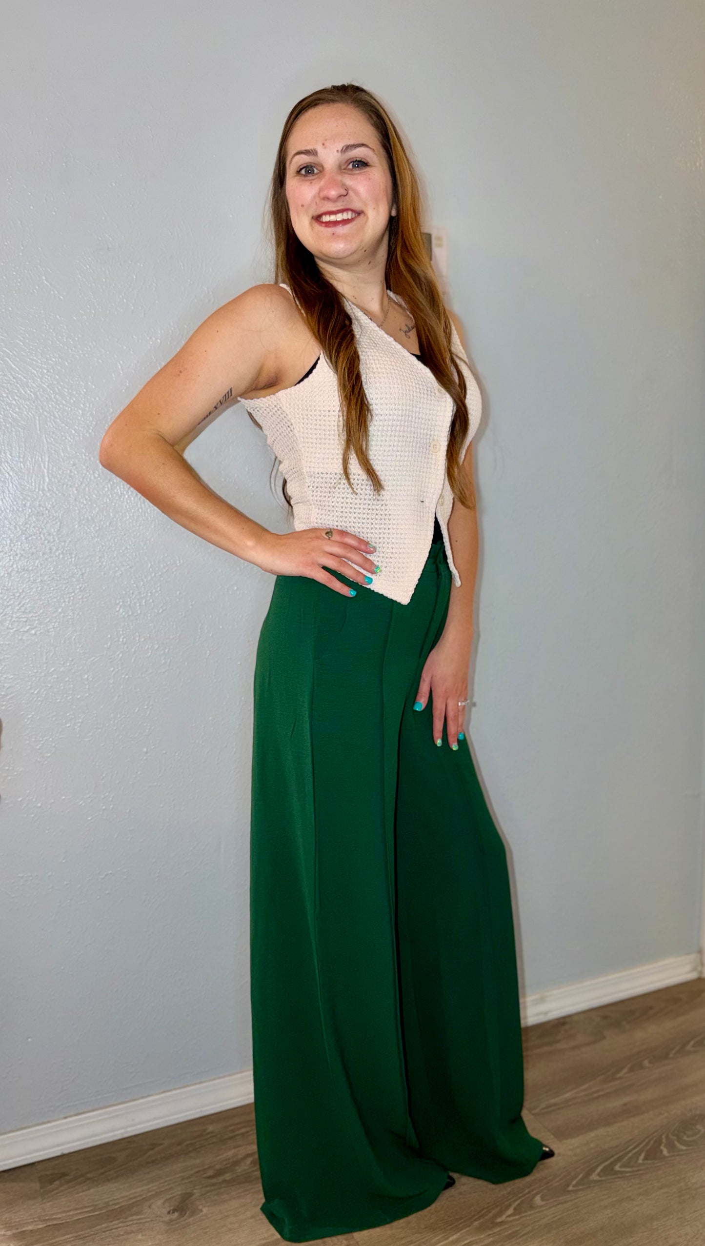 Green Wide Leg Trousers
