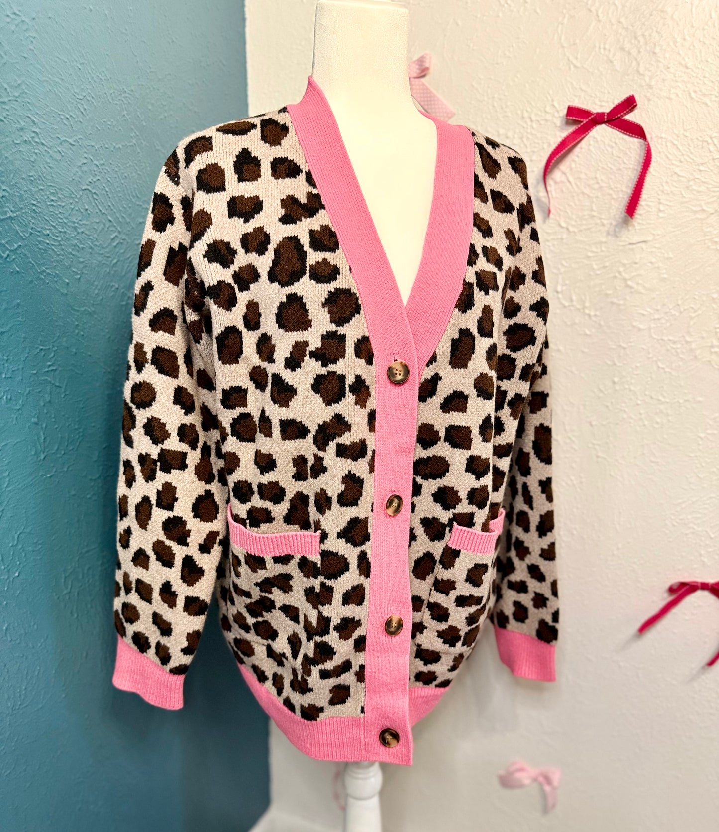 Leopard Oversized Button-Down Sweater Cardigan
