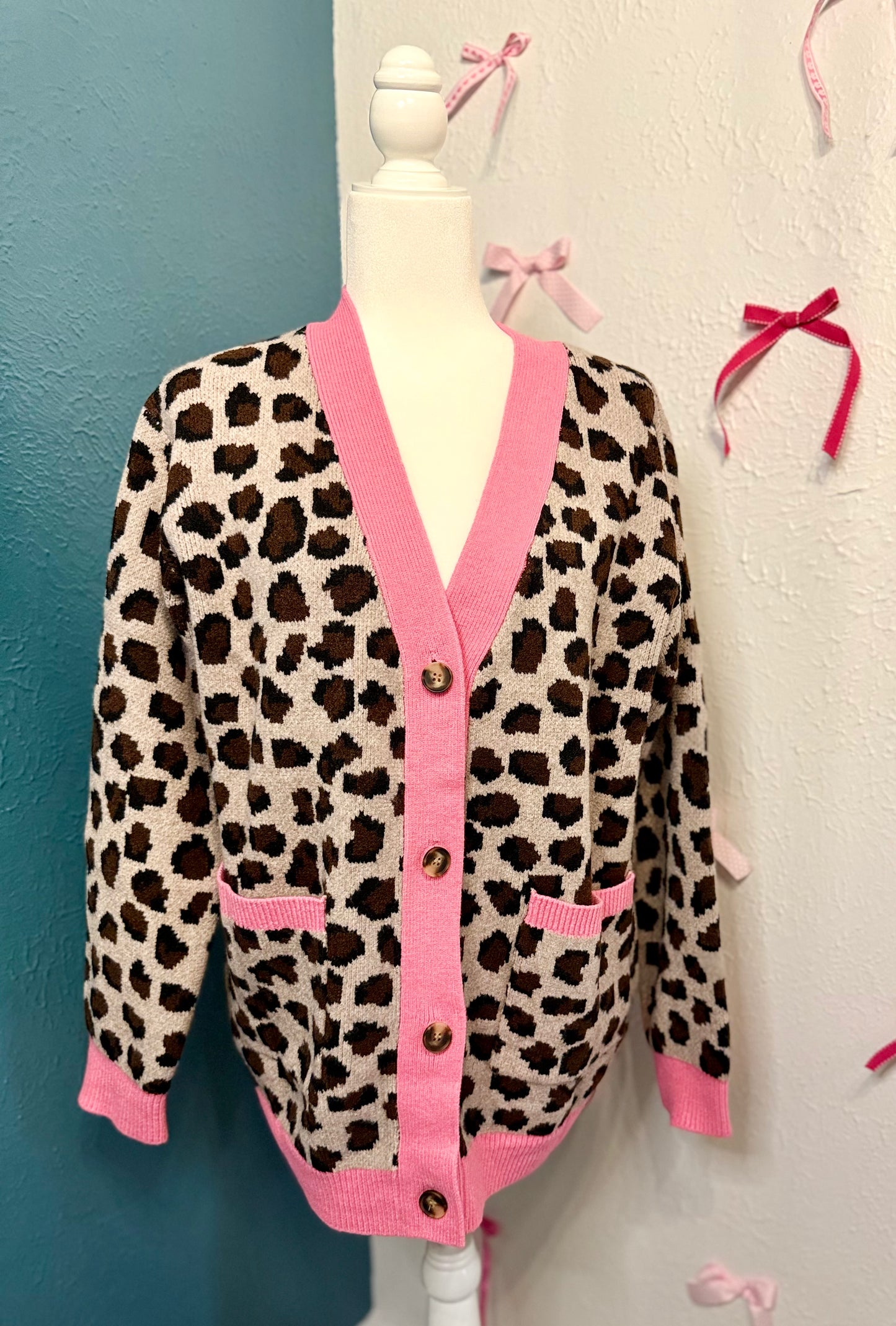 Leopard Oversized Button-Down Sweater Cardigan